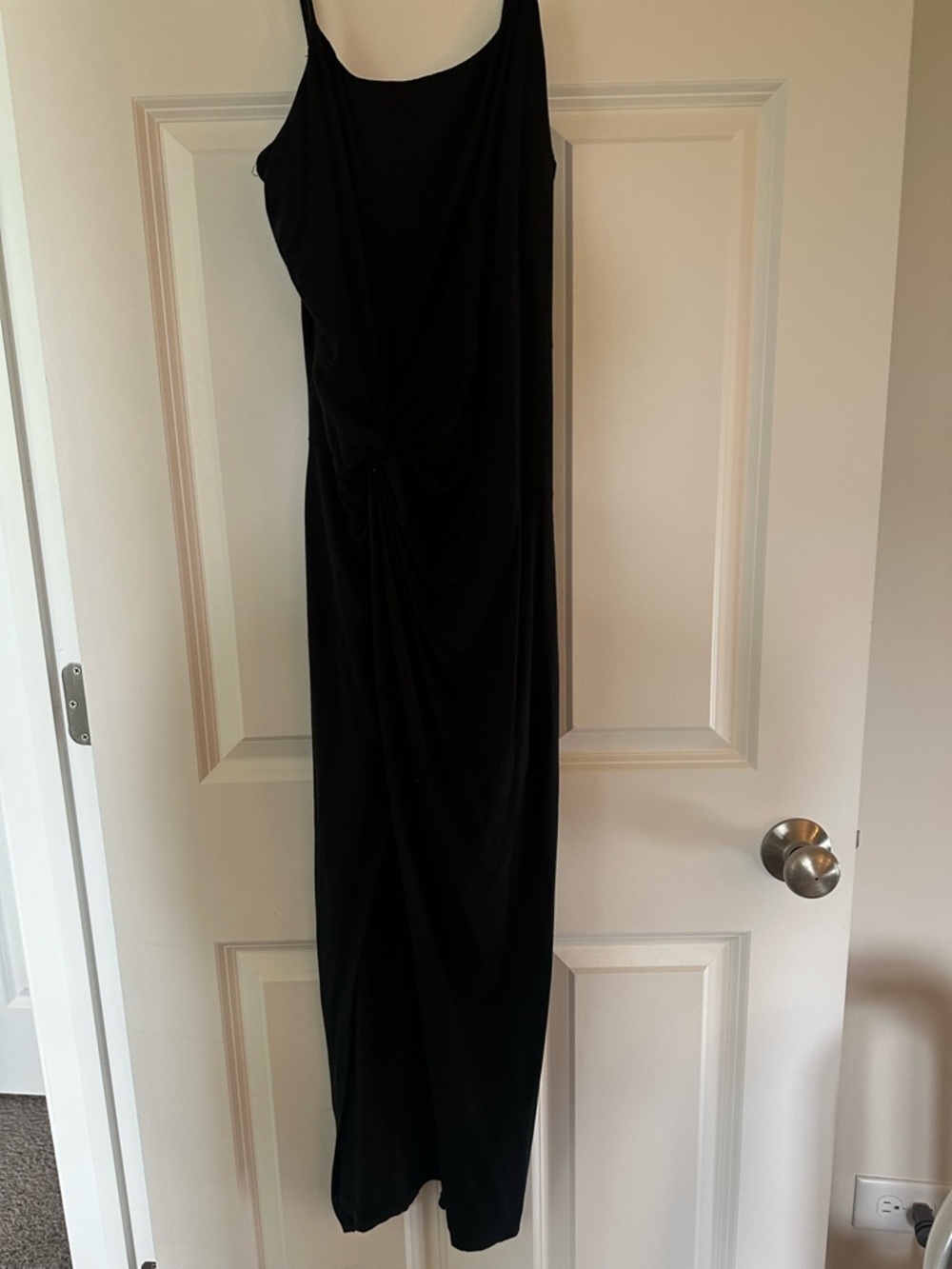 Knit Slit Black Midi Dress